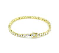 Unisex 3mm Real Solid 925 Sterling Silver 14K Gold Plated Tennis Chain 1 Row Choker Necklace 16-24" Bracelet 6.5-9'' Anti-Tarnish, Sterling Silver, Cubic Zirconia