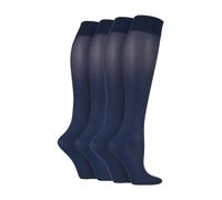 IOMI 4 Pair Multipack Graduated Compression Socks 40 Denier Energising Knee High Flight Socks (6-11, Navy)