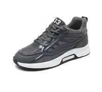 Unisex 6 cm Mesh Plain Sneakers Low Lace Up Sneakers Breathable Mesh Wedge Sneakers Thick Notched Sole for Couples Walking and Running Light, 01 Grey, 5 UK