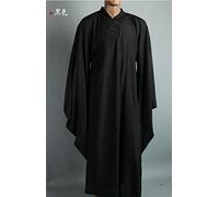 Unisex 6color Shaolin Monk Kung Fu Suits Buddhist Zen Lay Robe Meditation Clothing (Color : Black, Size : S)