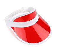 Unisex 80s Style Retro Neon Sun Visor Hat Headband Cap Golf Tennis Stag Poker Party (Red)