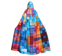Unisex Abstract Mosaic Print 2 Cloak Long Hooded Cloak for Halloween Christmas Costume