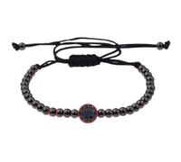 Unisex Adjustable 4mm Pure Copper Beaded Bracelet With Zircon Inlay - European And American Style(Black)