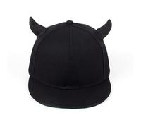 Unisex Adjustable Baseball Cap Punk Horn Wide Brim Hat Photo Props Breathable Horn Adults Casual Sport Baseball Hat Women Trendy Black