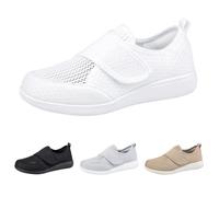 Unisex Adjustable Wrap Diabetic Shoes for Women Men Size 4 Touch Closure Wide Fit Slip-on Sneakers Walking Orthopedic Shoes for Swollen Feet Elderly Lightweight Comfort and Breathable White