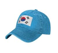 Unisex Adult Blue Washed South Korea Flag Baseball Cap Adjustable Breatheable Sun Hat Baseball Caps Mens Mountain Summer Sun Visor Hat Trucker Cap Outdoor Sport Hats