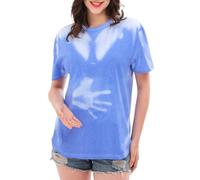 Unisex Adult Color Changing Short Sleeve T-Shirts Men and Women Heat Reactive Novelty Top Tees, Blue to White, 3XL