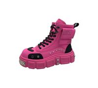 Unisex-Adult Dragon Fruit Combat Boots Chunky Platform Ankle Booties with Studded Details Military Biker Boots(7)