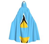 Unisex Adult Halloween Hooded Cloak â€“ Flag of Saint Lucia Full Print Costume Cape for Cosplay, Party, and Themed Events