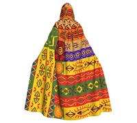 Unisex Adult Halloween Hooded Cloak - African National Patterns Full Print Costume Cape for Cosplay, Party, and Themed Events