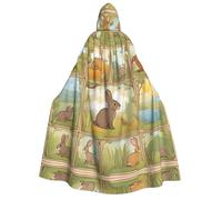 Unisex Adult Halloween Hooded Cloak - Cartoon Cute Animals Rabbit Full Print Costume Cape for Parties, Carnivals, Comic Exhibitions
