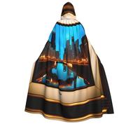 Unisex Adult Halloween Hooded Cloak - Chicago Reflected Full Print Costume Cape for Parties, Carnivals, Comic Exhibitions