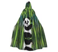 Unisex Adult Halloween Hooded Cloak - Curious Baby Panda Full Print Costume Cape for Cosplay, Party, and Themed Events