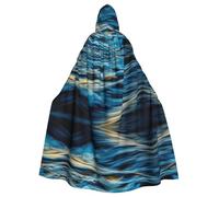 Unisex Adult Halloween Hooded Cloak - Dawn Ocean Waves Full Print Costume Cape for Cosplay, Party, and Themed Events