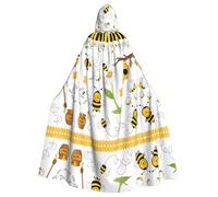 Unisex Adult Halloween Hooded Cloak - Flying Bees Daisy Honey Full Print Costume Cape for Cosplay, Party, and Themed Events