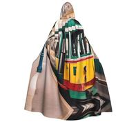 Unisex Adult Halloween Hooded Cloak - lisbon tram pattern Full Print Costume Cape for Parties, Carnivals, Comic Exhibitions
