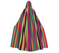 Unisex Adult Halloween Hooded Cloak - Rainbow Colored Striped Full Print Costume Cape for Parties, Carnivals, Comic Exhibitions