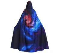 Unisex Adult Halloween Hooded Cloak - Red blue galaxy Full Print Costume Cape for Parties, Carnivals, Comic Exhibitions