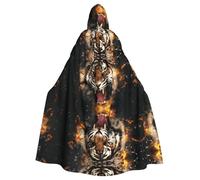 Unisex Adult Halloween Hooded Cloak - Roaring Tiger Full Print Costume Cape for Cosplay, Party, and Themed Events