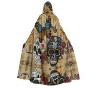 Unisex Adult Halloween Hooded Cloak - sugar skulls butterfly Full Print Costume Cape for Parties, Carnivals, Comic Exhibitions