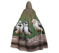 Unisex Adult Halloween Hooded Cloak - three birds Full Print Costume Cape for Cosplay, Party, and Themed Events