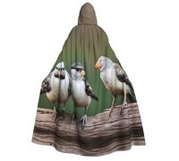 Unisex Adult Halloween Hooded Cloak - three birds Full Print Costume Cape for Parties, Carnivals, Comic Exhibitions