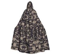 Unisex Adult Hooded Cloak Halloween Cosplay Cape Full Length Party Costume | Many Skulls Get Together Adult Hooded Cloak for Halloween Cosplay Party, Full Length Cape