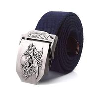 Unisex-Adult Military Web Belt,Adjustable Cotton Strap,Pirate Skull Metal Plaque Buckle,Causal Clip Buckle Belt For Women Men Streetwear Style Cargo Pant Belts For Jeans Dresses,Style,B,150Cm