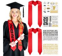 Unisex Adult Plain Graduation Stole with a to Z Letter 0 to 9 Number Graduation Pattern Badge Decorate Repair Patches