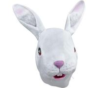 Unisex Adult Rabbit Over Head Rubber Mask Easter Bunny Animal Fancy Dress