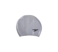 Speedo Unisex-Adult Swim Cap Silicone Long Hair - Silver