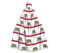Unisex Adults California State Flag Print Long Hooded Cloak Cosplay Costumes For Parties And Theme Events