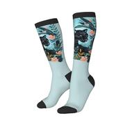 Unisex,Adults Compression Socks Black Panther Flower Illustration Sports Socks Soft Walking Socks Vintage Socks For Trainer Summer Running