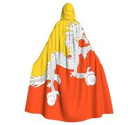 Unisex Adults Hooded Cape Cloak, Cute Flag of the Kingdom of Bhutan Print Capes, for Christmas Magician Themed Parties Costumes
