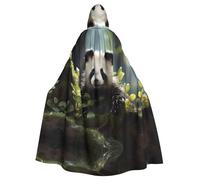 Unisex Adults Hooded Cape Cloak, Cute Panda cubs in the forest Print Capes, for Christmas Magician Themed Parties Costumes