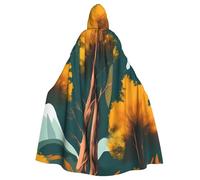 Unisex Adults National Parks Sunshine Trees Print Long Hooded Cloak Cosplay Costumes For Parties And Theme Events