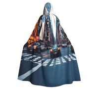 Unisex Adults New York City Print Long Hooded Cloak Cosplay Costumes For Parties And Theme Events