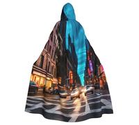 Unisex Adults Streets Of New York City Print Long Hooded Cloak Cosplay Costumes For Parties And Theme Events