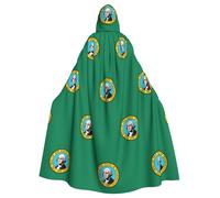 Unisex Adults Washington Flag Print Long Hooded Cloak Cosplay Costumes For Parties And Theme Events