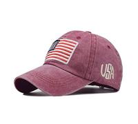 Unisex American Baseball Cap Embroidery USA Flag Washed Denim Trucker Cap Adjustable Cotton Summer Hats for 4th of July Independence Day
