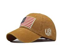 Unisex American Baseball Cap Embroidery USA Flag Washed Denim Trucker Cap Adjustable Cotton Summer Hats for 4th of July Independence Day