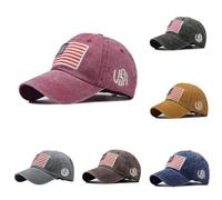 Unisex American Flag Baseball Caps Washed Distressed Cotton Fashion Adjustable All Seasons Dad Cap Women Men Driving Golf Trucker Caps for Independance Day Watermelon Red