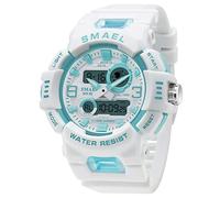 Unisex Analog Digital Outdoor Sports Watch Military Tactics Multi Function LED Electronic Large Waterproof Watch Candy Color Student Wrist Watch, Blue, Digital