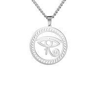 Unisex Ancient Egypt The Eye Of Horus Ra Round Pendant Necklace for Women Men Stainless Steel Evil Eyes Necklace Amulet Jewelry fashion