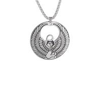 Unisex Ancient Egyptian Mythology Goddess Isis Necklace Stainless Steel Jewelry Amulet Charm Pendant Necklaces Hollow Vintage Talisman fashion