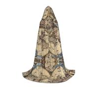Unisex Ancient Map World Globe Print Hooded Cape for Halloween Party | Princess Mage Carnival Cape Costumes Cos Easter Cosplay Robe Decorative Comfortable Comfort jedi wizard