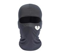Unisex and Windproof Solid Raw Decor Fashion Balaclava Hat with Heart Broken Pattern Autumn and Winter Warm Ski Cold Hat