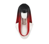 Unisex Anime Cosplay Wigs Long Black Red Gradient with Bangs Realistic Heat Resistant Synthetic Wig for Halloween Christmas Party