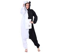 Unisex Anime Danganronpa Monokuma Onesies Pyjamas Adult Nightwear Anime Dress Up Cartoon Party Halloween Christmas Sleepwear 150-190cm Black