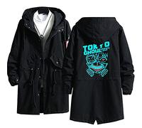 Unisex Anime Tokyo Ghoul Casual Long Sleeve Hoodie kaneziki Cartoon Zipper Sweatshirts Hooded Trench Coat with Long Drawstring and Pockets